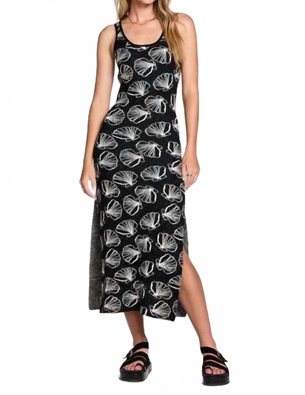 NEW SALTWATER LUXE josseli midi dress in black and white shell print